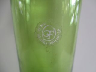 Mid Century Mod Greenwich Flint Tom Connally Art Glass Bottle Green Vase 2