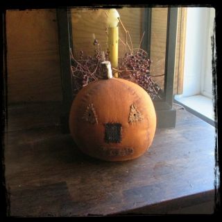 2 Primitive Halloween Jack O Lantern Pumpkin Head & Black Cat Head Sitter Dolls 4