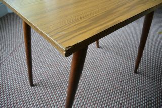 Great Retro Mid - century table with wooden dansette legs and formica top 4