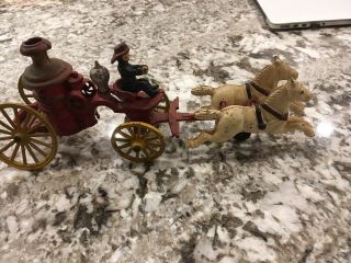 13in Kenton Cast Iron Steam Fire Pumper Two Horse Drawn Wagon W/driver No Rope