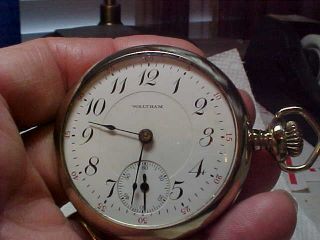 Vintage Waltham 18 Size 17j Pocket Watch Running Nickel Silver Case Lever