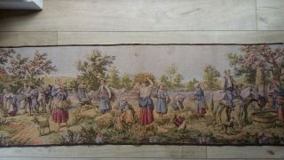French Woven Tapestry " Harvest Scene " 138cms X 46cms (appr.  54 " X 18 ")