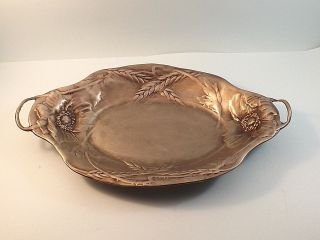 Antique French Art Nouveau Pewter Two Handle Dish / Bowl