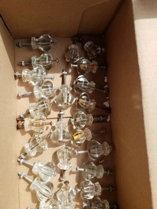 25 Vintage Clear Glass Drawer Pulls W/hardware