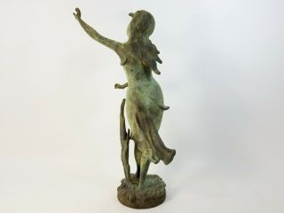 Antique SOLID BRONZE ART DECO Girl Woman STATUE DOORSTOP Underwater Mermaid 10lb 5