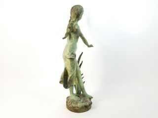 Antique SOLID BRONZE ART DECO Girl Woman STATUE DOORSTOP Underwater Mermaid 10lb 6