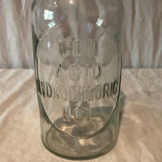 Vintage Con Acid Hydrochloric HCI Bottle with Stopper Apothecary Medicine 2