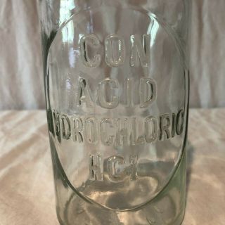 Vintage Con Acid Hydrochloric HCI Bottle with Stopper Apothecary Medicine 3