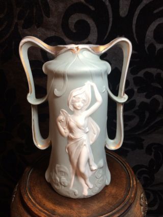 Fine Antique Art Nouveau Early Jasperware Bisque Porcelain Vase.  6 7/8 "