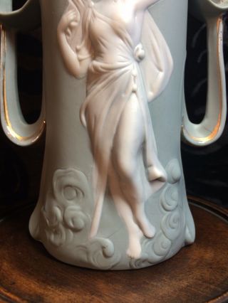 fine antique Art Nouveau early jasperware bisque porcelain vase.  6 7/8 
