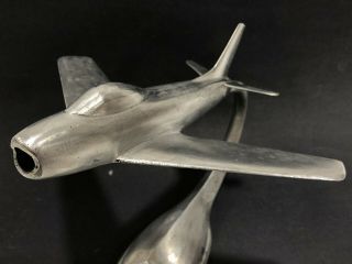 trench art airplane model F - 86 Sabre Vietnam aluminum mid century modern statue 6