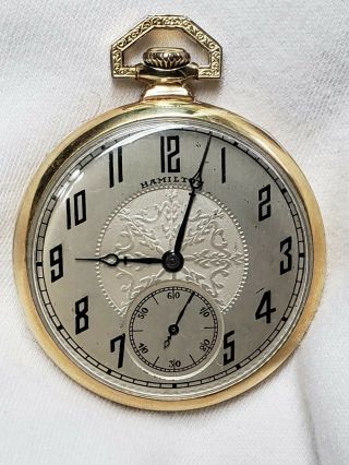 Hamilton 14k Gold Filled 12s 17 Jewels Grade 912 Open Face Pocketwatch