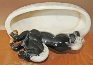 Vintage 40s Mid Century Modern Stylized Ceramic Running Black Horse Planter 4