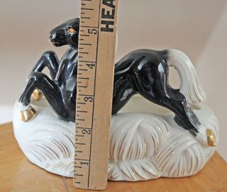 Vintage 40s Mid Century Modern Stylized Ceramic Running Black Horse Planter 5