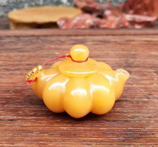 Chinese Natural Hetian Jade Hand - Carved Statue Teapot Flagon Exquisite 016