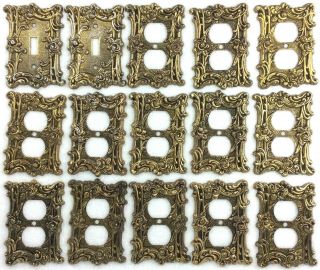 15 Amertac Brass Switch Plates Outlet Covers Ornate Regency Victorian Rose