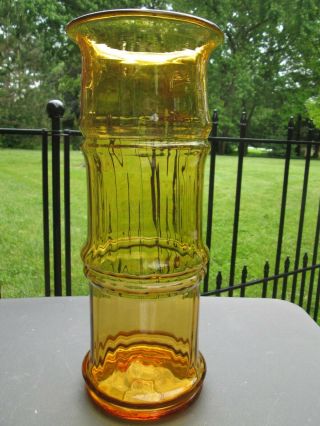 Vtg Blenko Glass Wheat Tall 15 " Bamboo Vase 7727s Amber/honey/gold Mcm 1969 - 83