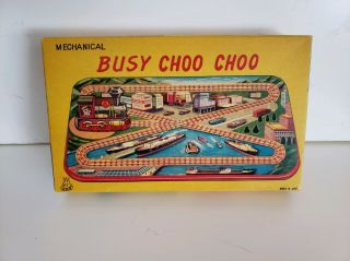Vintage Toplay Tin Wind Up Busy Choo Choo Toy Train