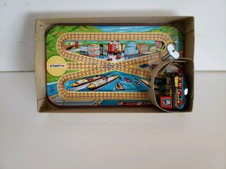 Vintage Toplay Tin Wind Up Busy Choo Choo Toy Train 2