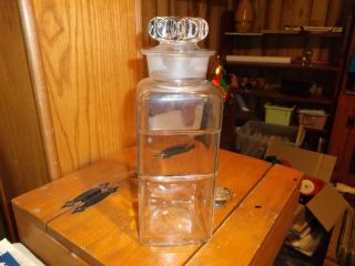 Antique Apothecary Jar F & S St.  Louis,  Mo Label Under Glass,  Ground Stopper