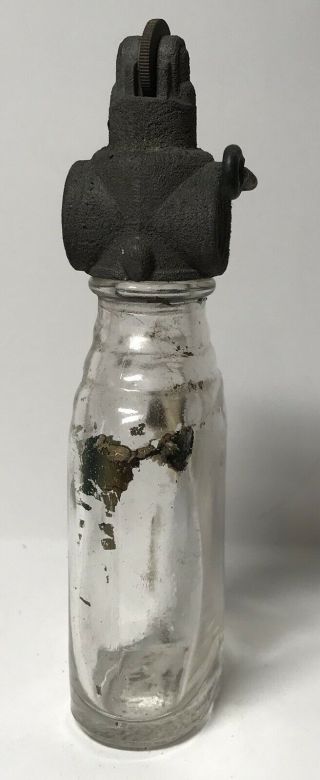 Antique ODD Glass Bottle With LIGHTER ? APPARATUS Attached CHEMISTRY ? Drug 2