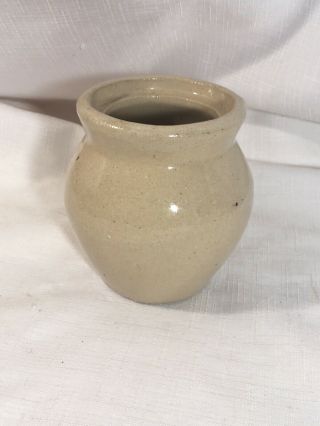 Roycroft Stoneware Crock Honey Pot Jar Pottery Jam White Beige