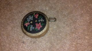 Antique Petit Point Embroidered Top Tape Measure