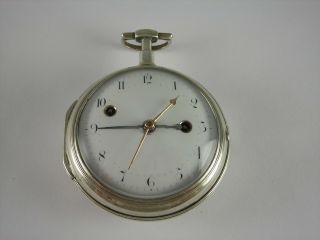 Antique Swiss Verge Fusee Alarm Key Wind Pocket Watch.  Large 59mm Watch.  1800 