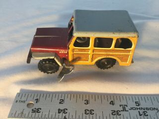 Vtg 1950’s Goso Made In Us Zone Germany Willy Woody Jeep Wind - Up With Key Tin