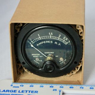 Rf Ammeter 0.  5.  To 3.  0 Amperes R.  F.  Ww2 Vintage - Sangamo Weston - Old Stock