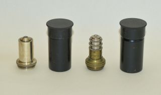 2 X Objective Lenses In Cans For Brass Microscope - Reichert,  Wien.  7a