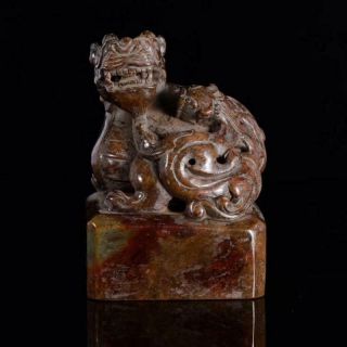 Exquisite Chinese jade,  Hetian jade,  old jade,  dragon turtle seal 931 3