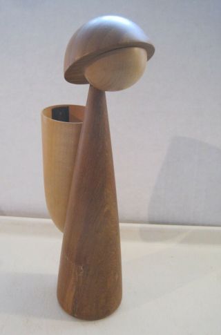 Vtg Wood Woman Sculpture G.  Rath P.  Anker Hansen Teak Vase ? Mid Century Figure