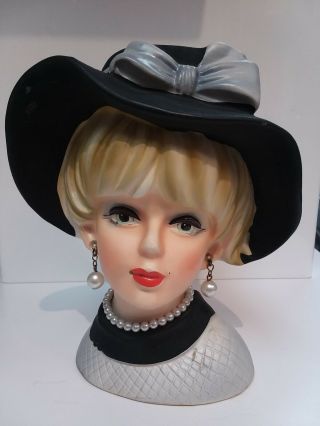 Classic Art Deco Ceramic Lady Head Blondie In The Formal Hat 4 1/2 "