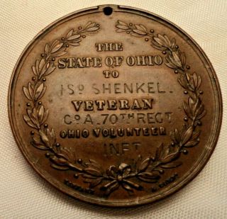 Ohio Civil War Vet Medal Ovi Co A 70th Reg Shiloh La Grange Kennesaw Atlanta