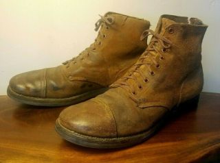 Rare Wwii Us Army Type Iii Service Shoes - Sz 11 D - Roughout Reverse Upper Boot