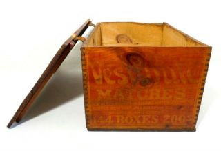 Early 20th C Vesabale Matches Vint Wood Box Crate W/hinged Lid,  Diamond Match Co