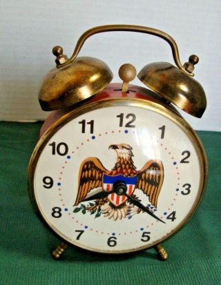 Vintage Robert Shaw Controls Lux Time Wind Up Alarm Clock Great Seal Eagle