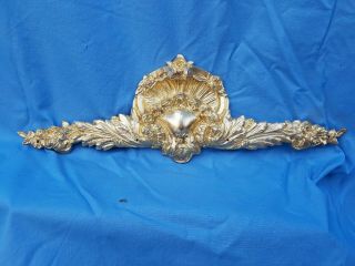 16.  14 " Antique French,  Louis Xv Style Gilded Bronze Pediment,  Shell,  Early 20th