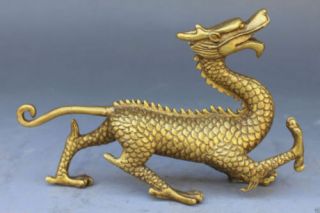 Collect old Chinese Bronze Copper Fengshui God Animal Beast Dragons evil Statues 3
