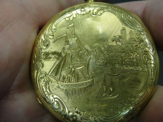 Antique 1800 ' s 18K Yellow Gold MJ Tobias Liverpool Ships Key Wind Pocket Watch 3