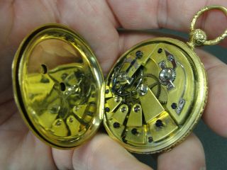 Antique 1800 ' s 18K Yellow Gold MJ Tobias Liverpool Ships Key Wind Pocket Watch 6