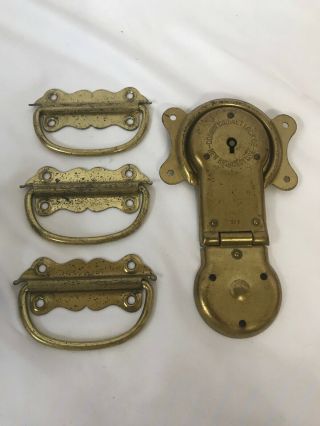 Antique Corbin Cabinet Lock Trunk Chest Lock And Handles St1