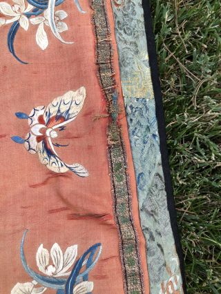 ANTIQUE CHINESE SILK EMBROIDERED PANEL Butterflies Embroidery 4