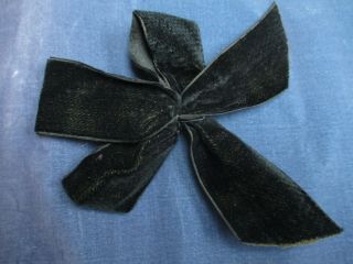 Antique Victorian Black Silk Cotton Velvet Bow