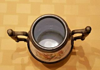 Antique Enamelware and Pewter Open Sugar and Creamer 5