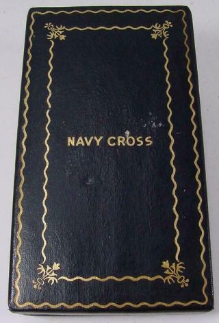 Early 2nd Type Navy Cross Flat Sided Medal Box 3 1/4 " X 5 3/4 " Box Only