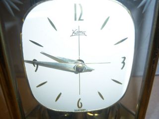 Vintage Koma German Glass /Brass Anniversary Clock (No Key) Made in Germany 2