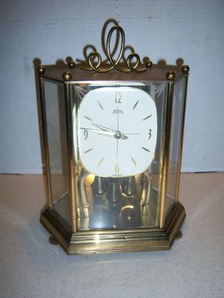 Vintage Koma German Glass /Brass Anniversary Clock (No Key) Made in Germany 3