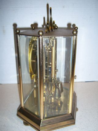 Vintage Koma German Glass /Brass Anniversary Clock (No Key) Made in Germany 4